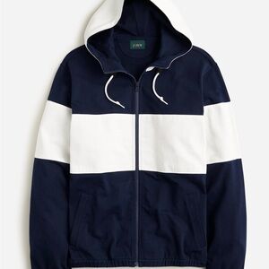 J. Crew Full Zip Blue and White Rugby Hoody - Large
